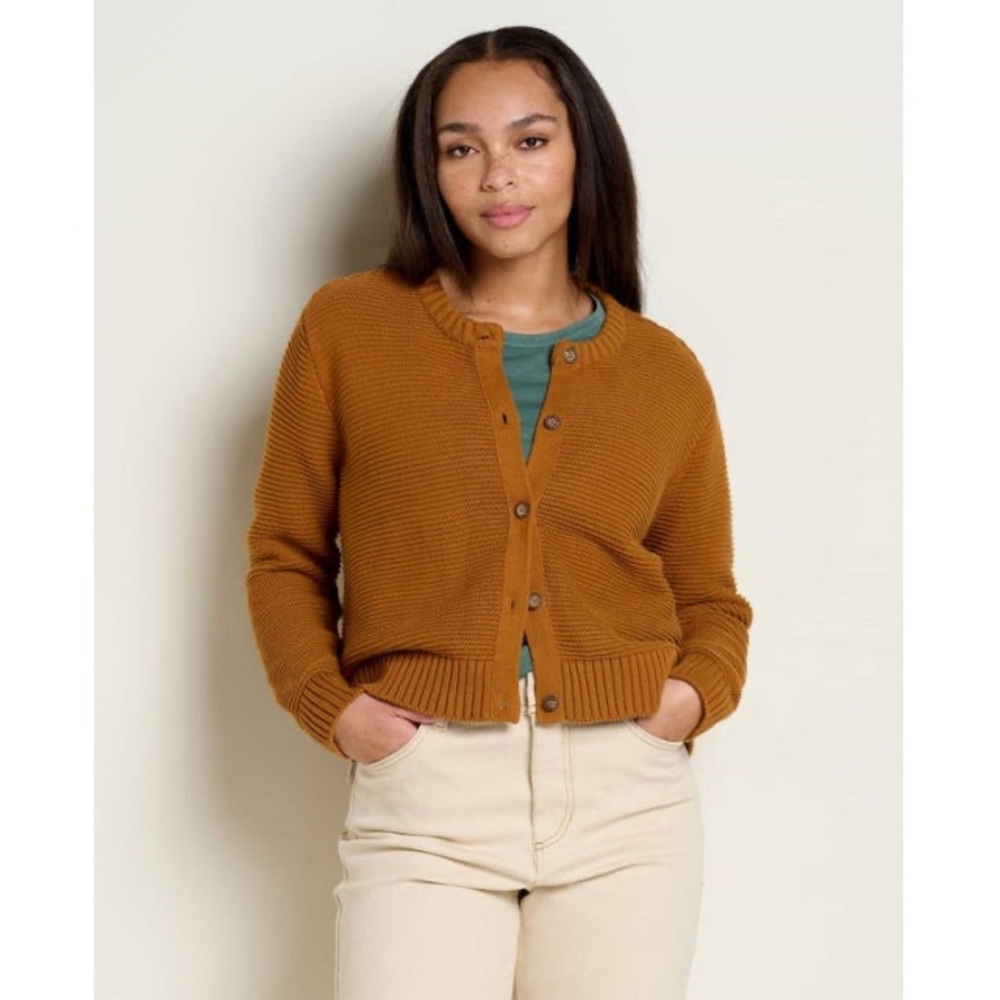 Toad&Co: Bianca Crew Cardigan Sweater: Cardamom Brown/Orange: Size Medium